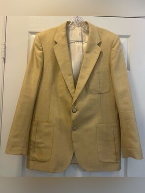 Vintage Lanvin Tan Two-Button Sport Coat, no size tag, see measurements below.